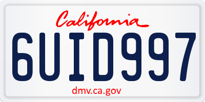 CA license plate 6UID997