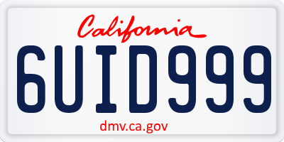 CA license plate 6UID999