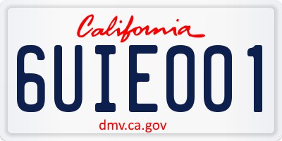 CA license plate 6UIE001