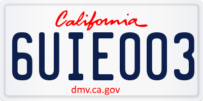 CA license plate 6UIE003