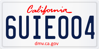 CA license plate 6UIE004