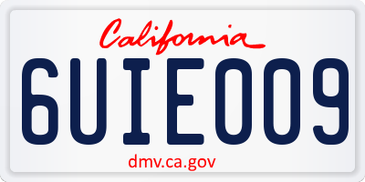 CA license plate 6UIE009