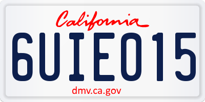 CA license plate 6UIE015