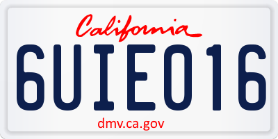 CA license plate 6UIE016