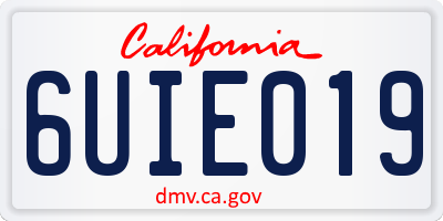 CA license plate 6UIE019