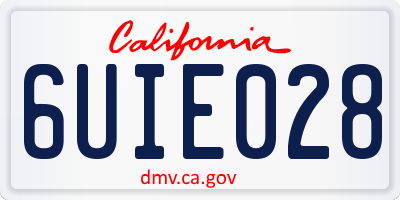 CA license plate 6UIE028