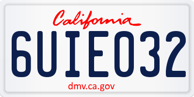 CA license plate 6UIE032