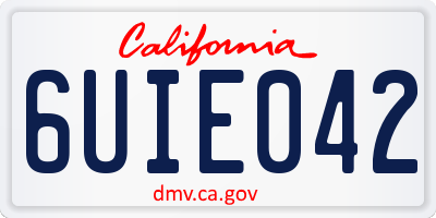 CA license plate 6UIE042