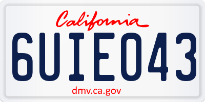 CA license plate 6UIE043