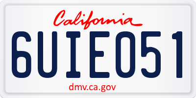 CA license plate 6UIE051