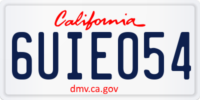CA license plate 6UIE054