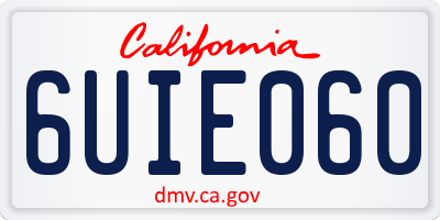 CA license plate 6UIE060