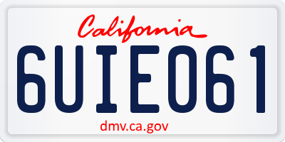 CA license plate 6UIE061
