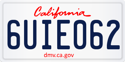 CA license plate 6UIE062