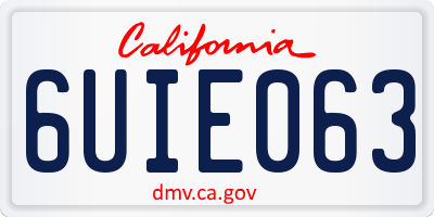 CA license plate 6UIE063