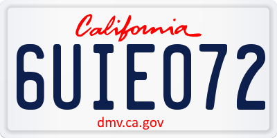 CA license plate 6UIE072