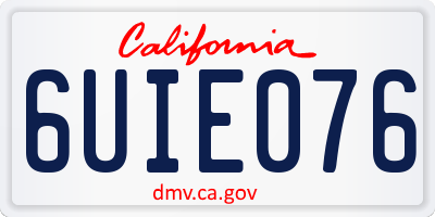CA license plate 6UIE076