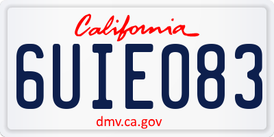 CA license plate 6UIE083