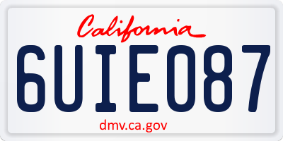 CA license plate 6UIE087