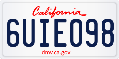 CA license plate 6UIE098