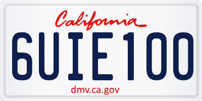 CA license plate 6UIE100
