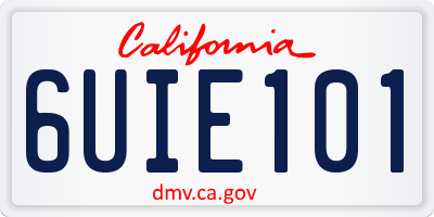 CA license plate 6UIE101