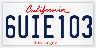 CA license plate 6UIE103