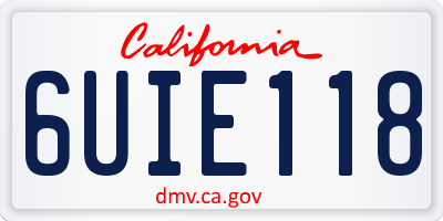 CA license plate 6UIE118