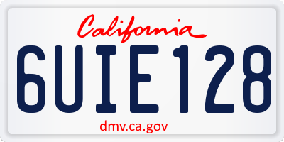 CA license plate 6UIE128