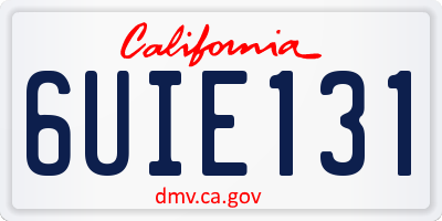 CA license plate 6UIE131