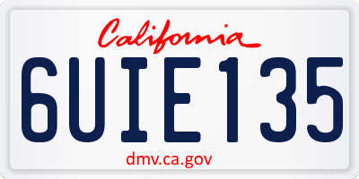 CA license plate 6UIE135