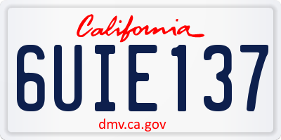 CA license plate 6UIE137