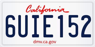 CA license plate 6UIE152