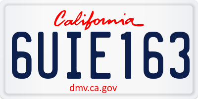 CA license plate 6UIE163