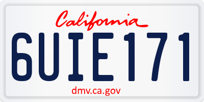 CA license plate 6UIE171