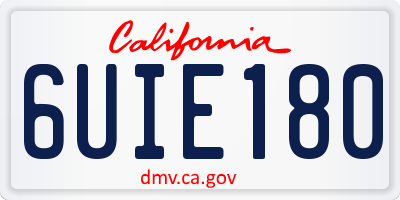 CA license plate 6UIE180