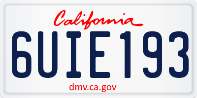 CA license plate 6UIE193