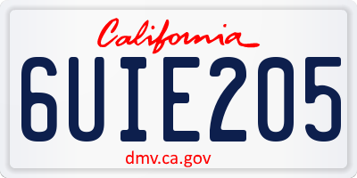 CA license plate 6UIE205