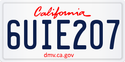 CA license plate 6UIE207