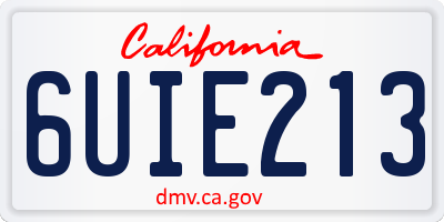 CA license plate 6UIE213