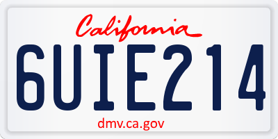 CA license plate 6UIE214