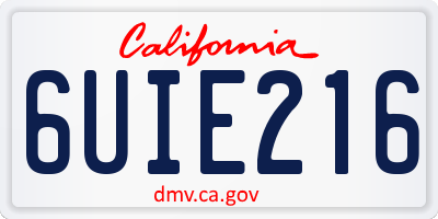 CA license plate 6UIE216