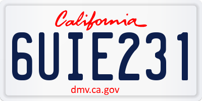 CA license plate 6UIE231