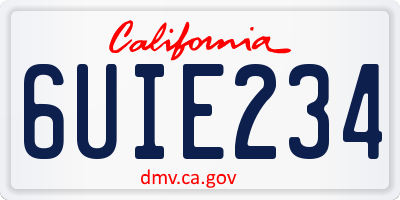 CA license plate 6UIE234
