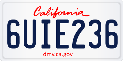 CA license plate 6UIE236