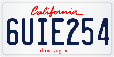 CA license plate 6UIE254