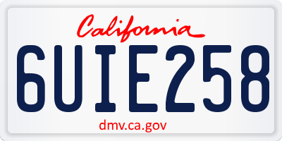 CA license plate 6UIE258