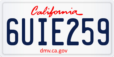 CA license plate 6UIE259