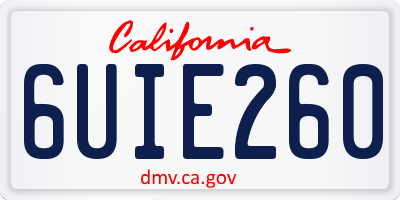 CA license plate 6UIE260