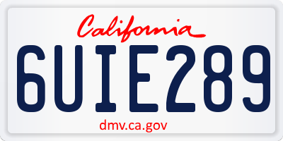 CA license plate 6UIE289